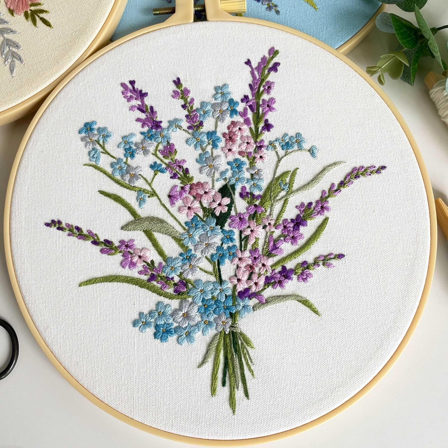 Myfelicity Embroidery Kit, 4 Flower Pattern Embroidery Set with 4 Patterns and 2 Hoops, Adult and Beginner Needlepoint Kit with Embroidery Floss, Needles, Cotton Fabric and Instructions… - Image 8