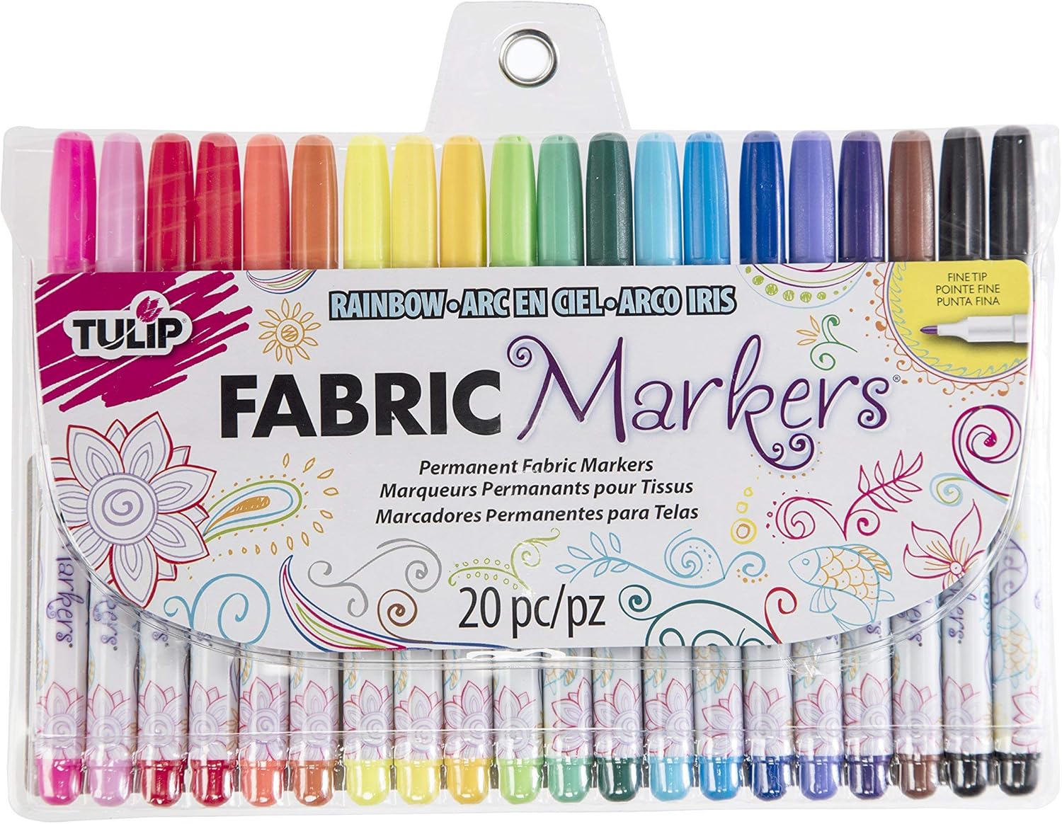 Permanent Nontoxic Fabric Markers, 20 Pack, Multicolor