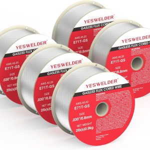 YESWELDER Gasless Flux Core Mig Wire, Mild Steel E71T-GS .030''-Diameter, 2-Pound Spool Welding Wire (5 Packs)